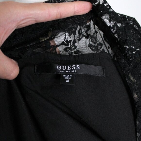 Guess Dark Leopard Print Floral Embroidered Lace Dress Size M - Picture 12 of 13